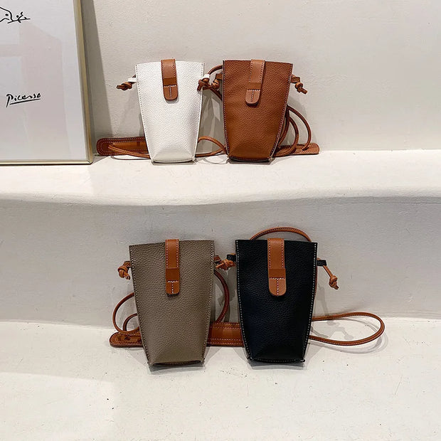 Women's Mobile Phone Bag Female Messenger Shoulder Bags Crossbody Retro PU Leather Bags Mini Handbags New Girls Purse Designer