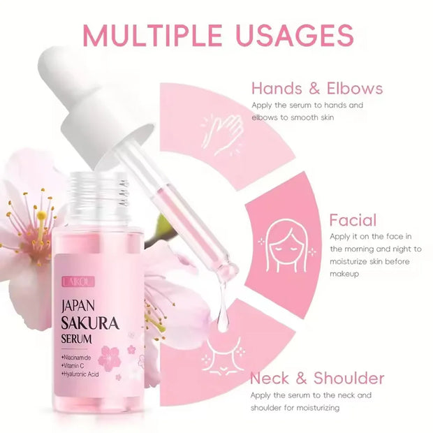 3pcs/set Sakura Skin Care Sets Face Cream Serum Eye Cream Face