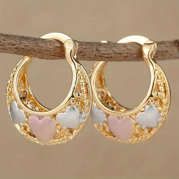Golden Elegant Love Hoop Earrings