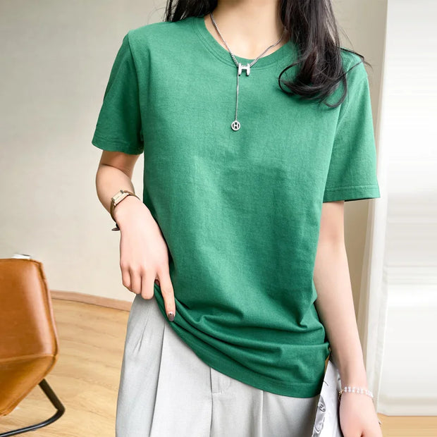 Women T-shirts  Tops Solid Short Sleeve