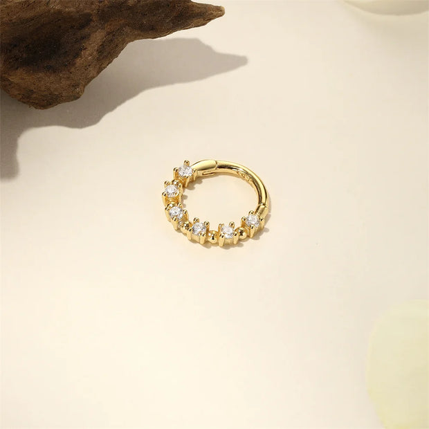 Sterling Silver Zircon Nose Ring - Elegant 925 Hoop