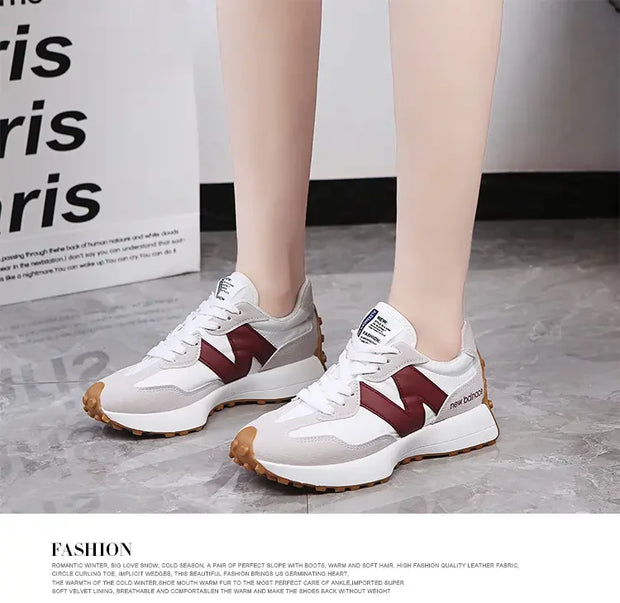 Trendy Luxe Running Sneakers - Neutral Tones