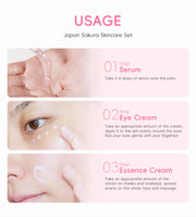 3pcs/set Sakura Skin Care Sets Face Cream Serum Eye Cream Face
