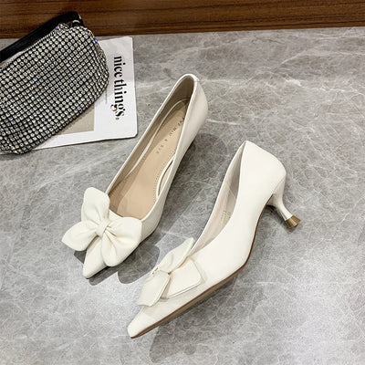 Elegant Bow Stiletto Heels - Pointed Toe French Style