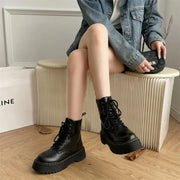 Women Boots Goth Casual Shoes Woman Leather Chelsea Classic Motorcycle Female Goth Shoes High Platform Boots Women Botas Mujer