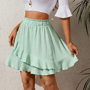Women'S Skirt Fashion Women'S Ruffle Skirt High Waist Irregular Solid Color Short Skirt Women'S Fashionable Solid Color Skirt