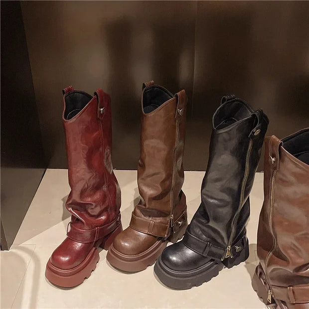 Retro High Western Boots - Bold Streetwear Look