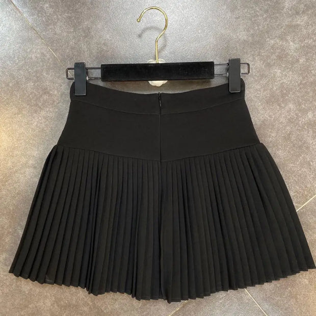 Pleated High-Waist Mini Skirt