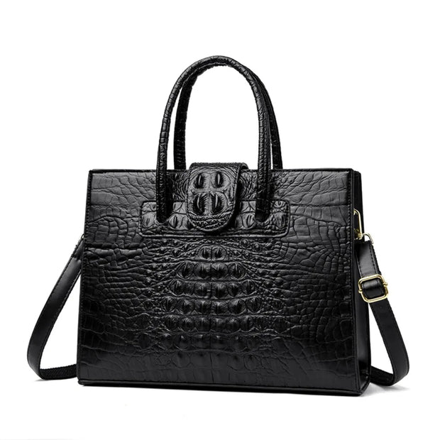 Elegant Croc-Embossed PU Leather Tote