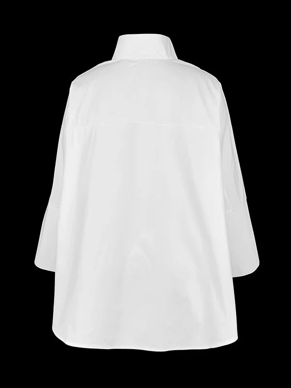 Oversized White Button-up Blouse Top
