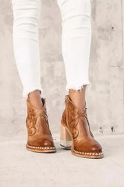 Western-Inspired Leather Ankle Boots