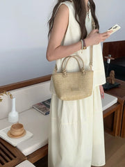 Woven Straw Crossbody Tote