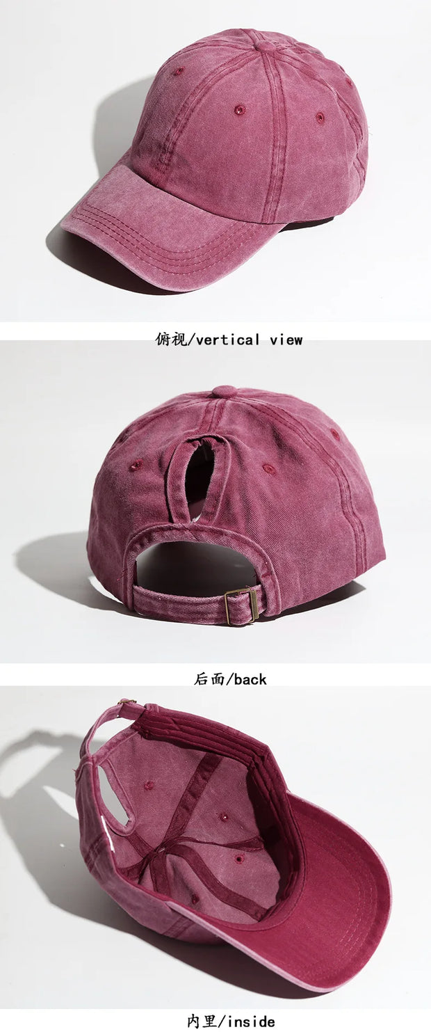 High Ponytail Baseball Cap for Women Spring Summer Sun Hat Running Snapback Hat Messy High Bun Women's Caps Female