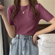 Blusas Mujer Blouses Top FemmeTops Women Blusas Mujer De Moda Verano Short Sleeve Knit Blouse Women Knitted Pullovers 2025