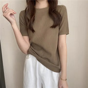 Blusas Mujer Blouses Top FemmeTops Women Blusas Mujer De Moda Verano Short Sleeve Knit Blouse Women Knitted Pullovers 2025