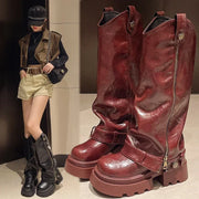 Retro High Western Boots - Bold Streetwear Look