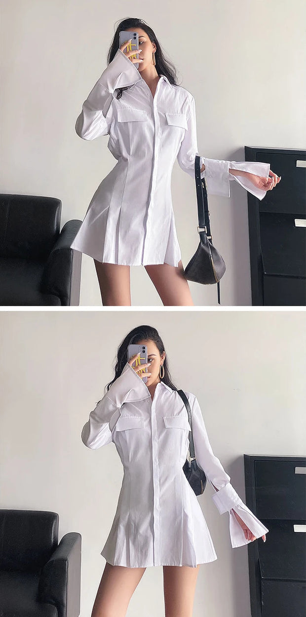 Cotton Shirt Dress Blouse