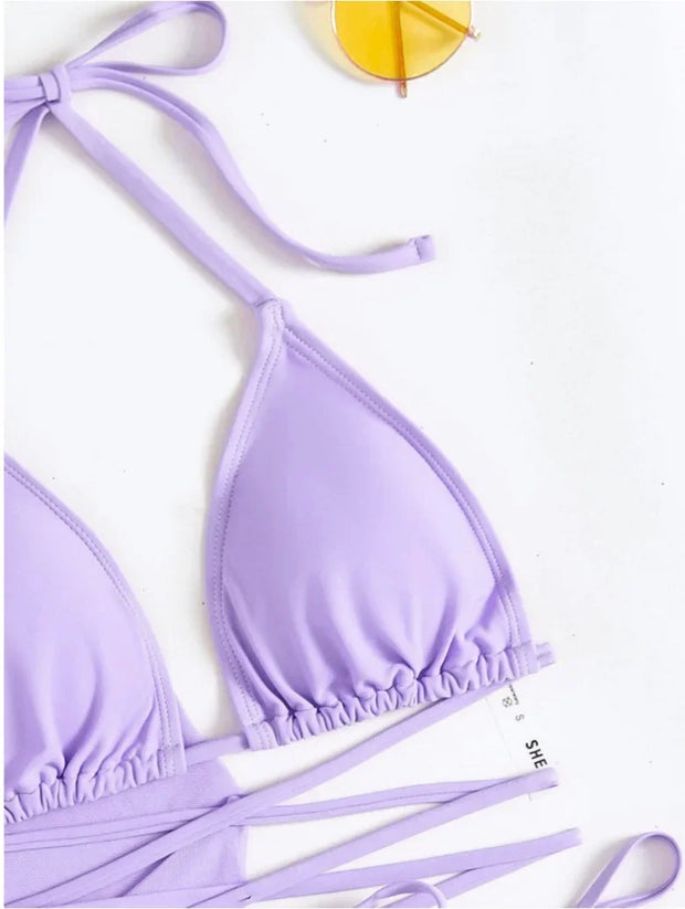 Tassel Tie Bikini Set with Cover-Up