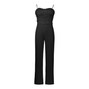 Women Jumpsuit Feather Tube Top Sexy Evening Party Jump Suits Sleeveless High-waisted Straight Playsuits Night Clubwear Overalls