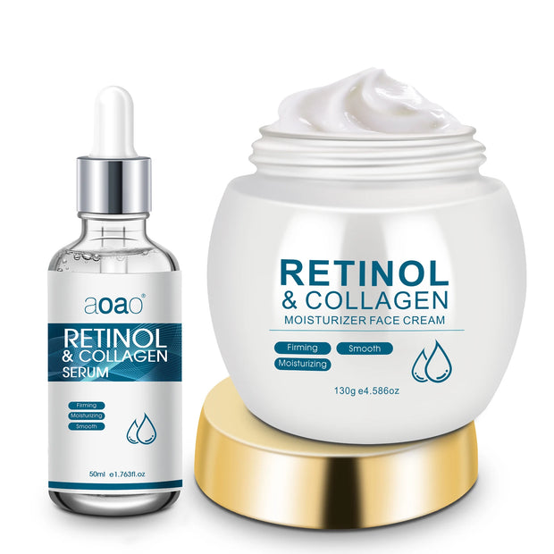 Retinol Cream + Hydrating Serum Collagen Skincare Set