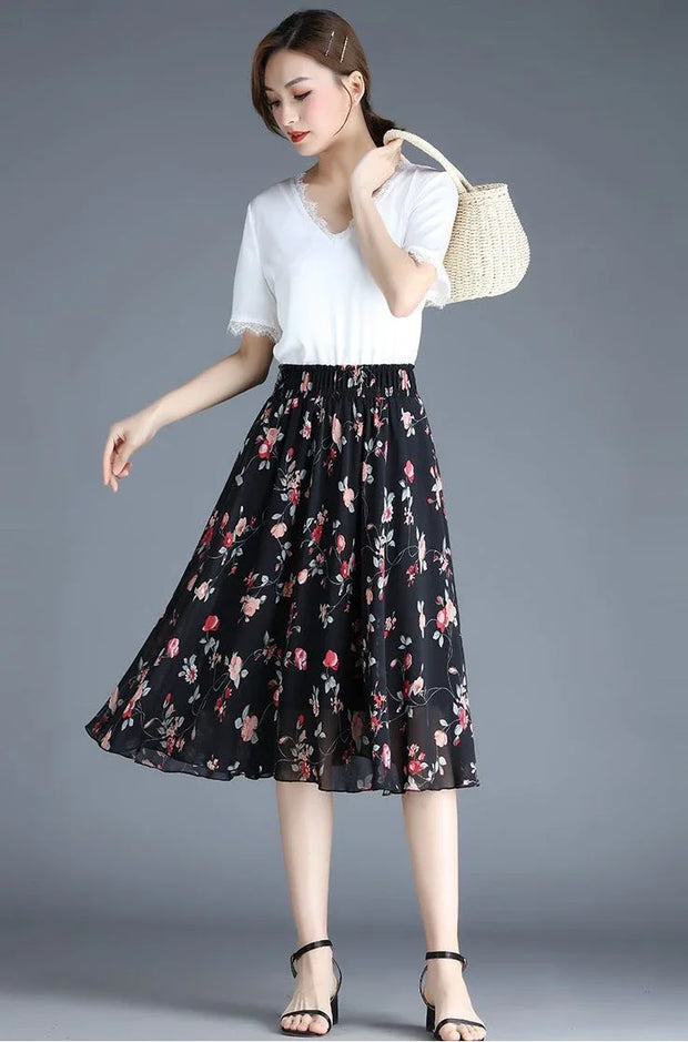 Chiffon Midi Skirts - Elegant Flowing Style