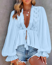 Boho Lace Detail Blouse Top