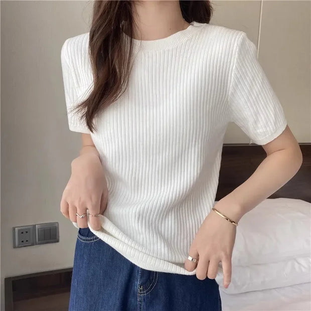 Blusas Mujer Blouses Top FemmeTops Women Blusas Mujer De Moda Verano Short Sleeve Knit Blouse Women Knitted Pullovers 2025