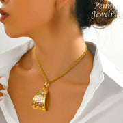Tri-Tone Gold Plated Jewelry Set - Pendant & Earrings