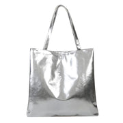 Shiny Metallic Leather Tote  Bag