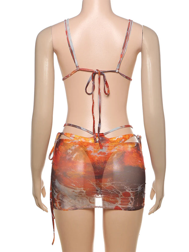 Vibrant 3-Piece Bikini Set - Tropical Edition