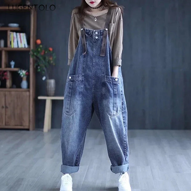 Casual Denim Overall Jumpsuit