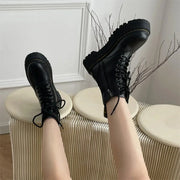 Women Boots Goth Casual Shoes Woman Leather Chelsea Classic Motorcycle Female Goth Shoes High Platform Boots Women Botas Mujer