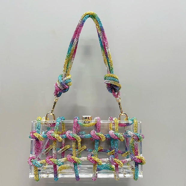 handmade Rhinestones Evening bag silver Crystal handmade Bags