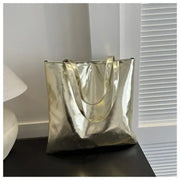 Shiny Metallic Leather Tote  Bag
