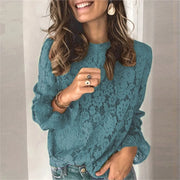 Romantic Lace Long-Sleeve Blouse - Fall Elegance