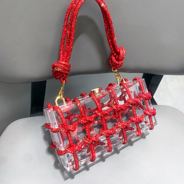 handmade Rhinestones Evening bag silver Crystal handmade Bags