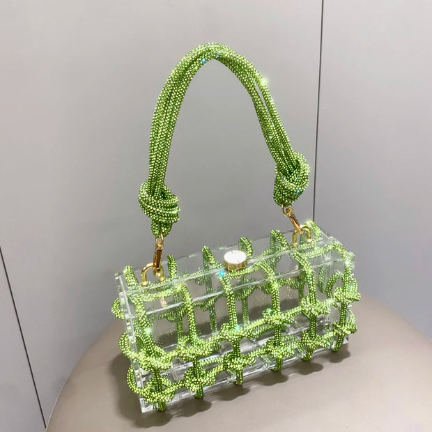 handmade Rhinestones Evening bag silver Crystal handmade Bags