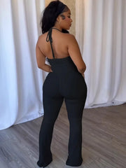 Plunge Neck Belted Jumpsuit