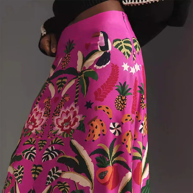 Streetwear Ladies Vintage Floral Skirt