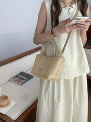 Woven Straw Crossbody Tote