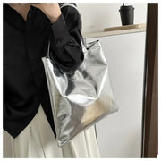 Shiny Metallic Leather Tote  Bag