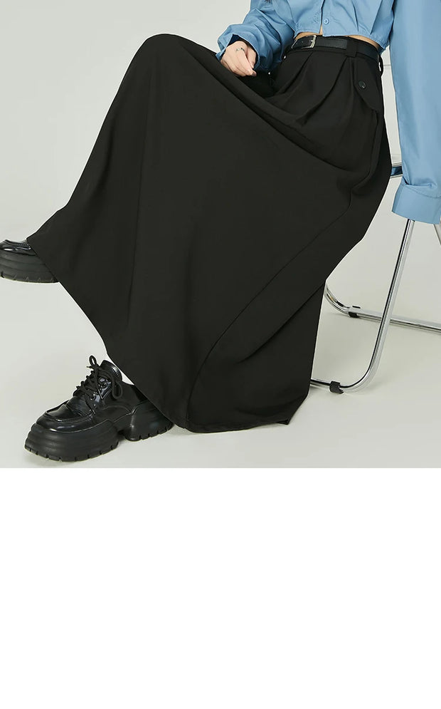 Elegant Casual Pleated Maxi Skirt