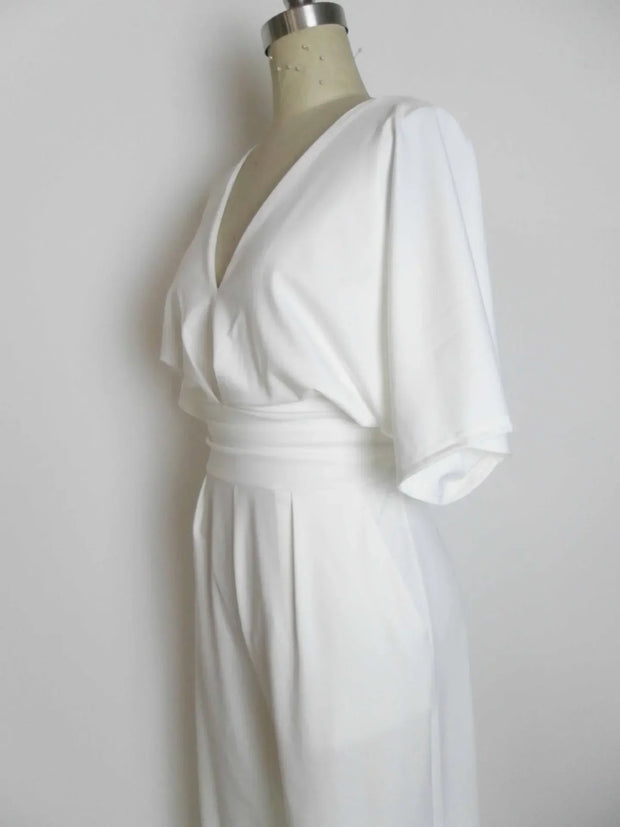 Elegant Wide-Leg V-Neck Jumpsuit