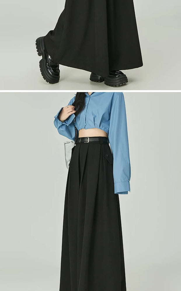 Elegant Casual Pleated Maxi Skirt