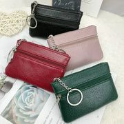 Mini Leather Coin Purse - Chic Pocket Wallet with Keyring