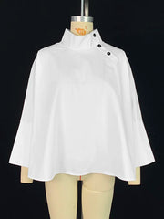 Oversized White Button-up Blouse Top