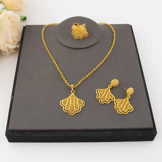 Gold Plated Necklace Earrings Jewelry