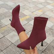 Stretch Knit Ankle Booties with Stiletto Heel