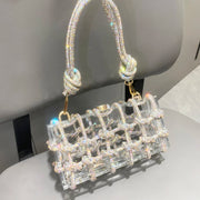 handmade Rhinestones Evening bag silver Crystal handmade Bags