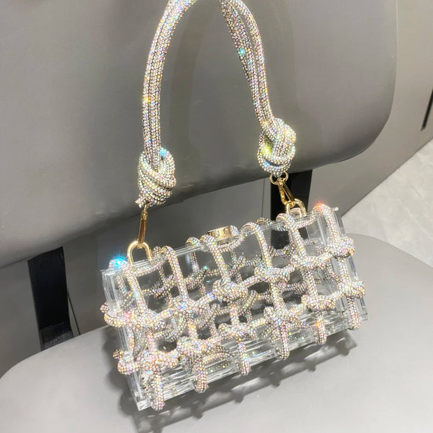 handmade Rhinestones Evening bag silver Crystal handmade Bags